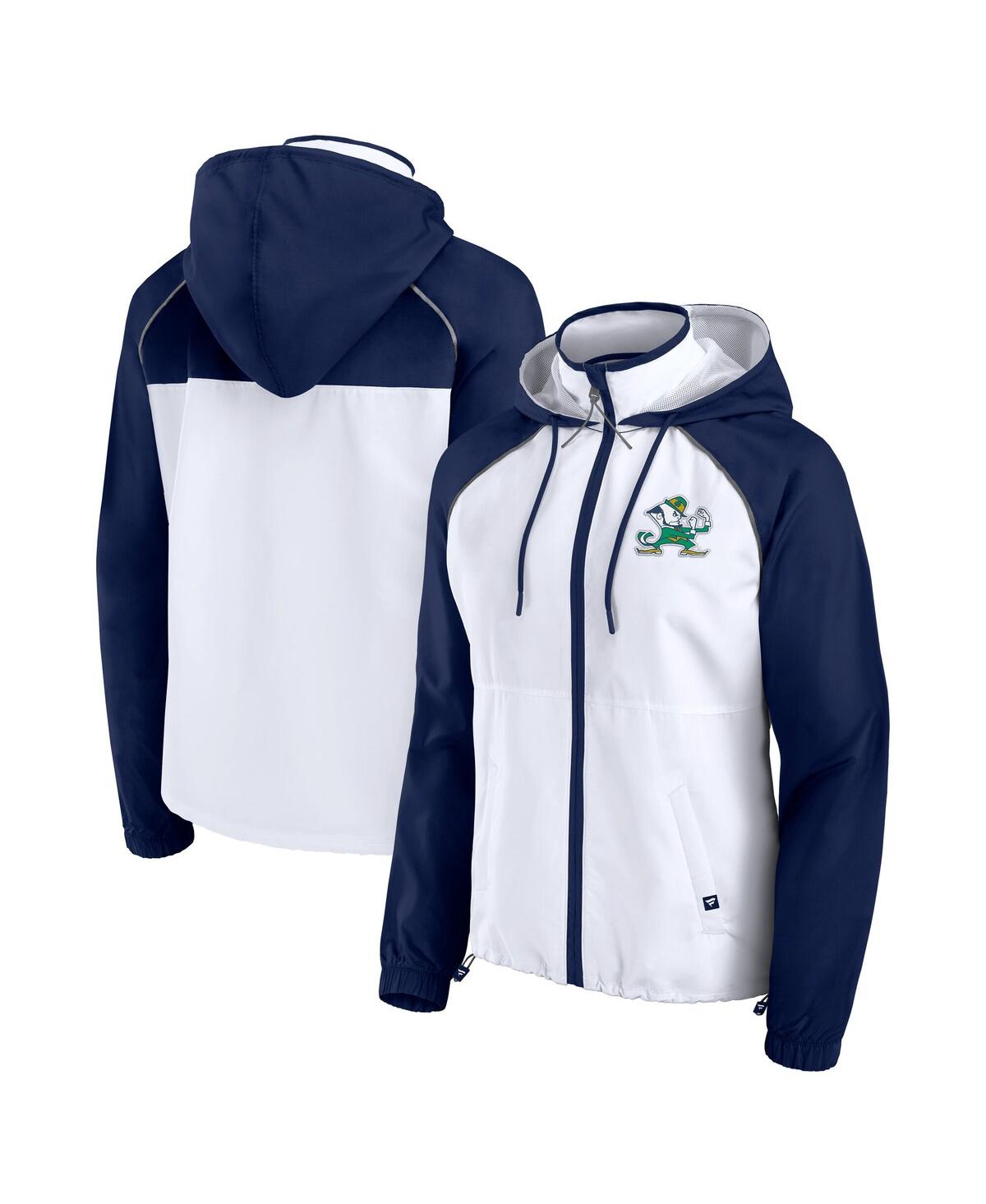 Fanatics Women's White Notre Dame Fighting Irish Full-zip Anorak Hoodie Jacket In White,navy