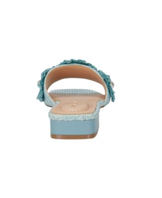 Women's Marcell Flower Raffia Flat Slide Sandals