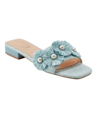 Women's Marcell Flower Raffia Flat Slide Sandals