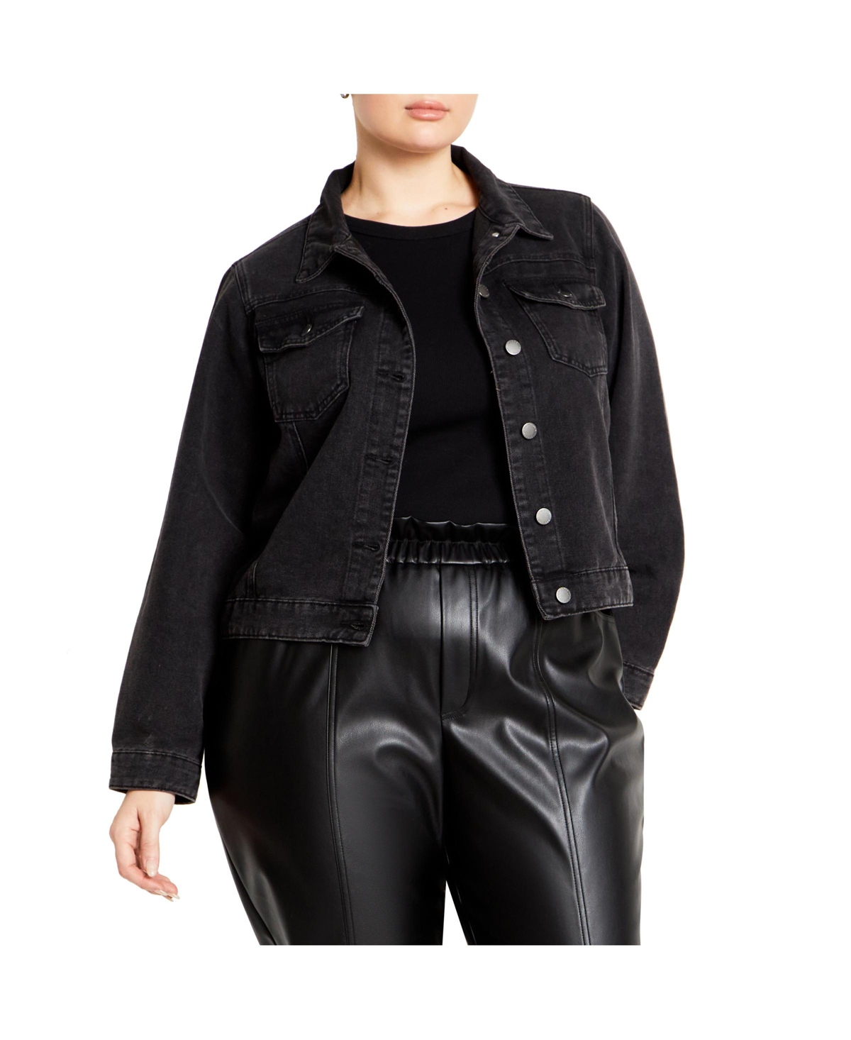 Plus Size Tia Denim Jacket - Black wash