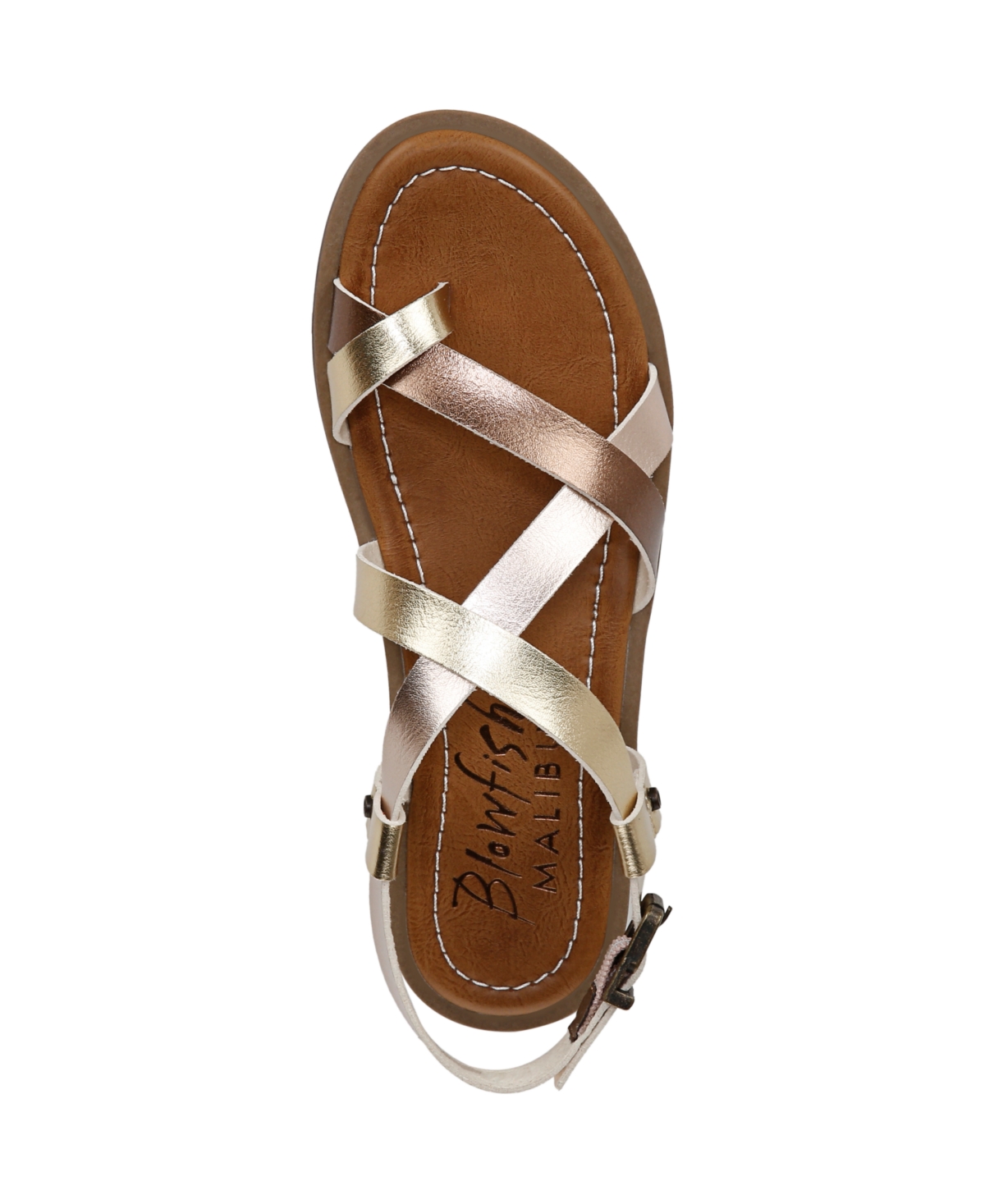 Blowfish Malibu Women's Devon 3 Toe Loop Strappy Flat Sandals In Gold,rosegold Faux Leather