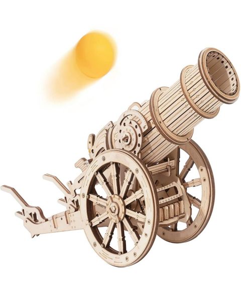 Детские конструкторы Robotime Medieval Wheeled Cannon Brain Teaser Wooden Puzzle, 158-Piece Set, Ages 14+