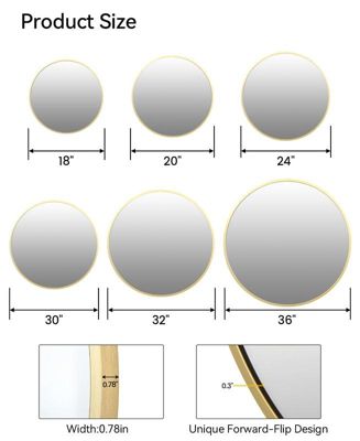 Round Mirror, 36 Inch Circle Mirror, Hd Eco-Friendly Gold Circle Mirror Metal Frame, Round Vanity Wall Mounted Mirrors for Entryway, Hallway, Living Room