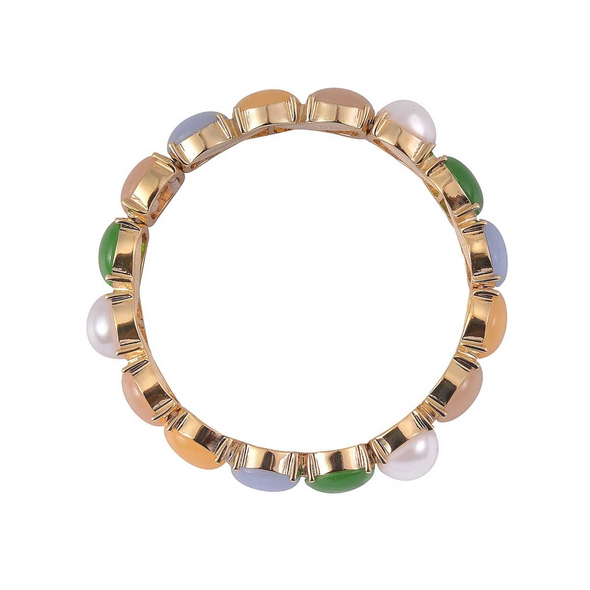 Multi Color Cab Stretch Bracelet - Gold