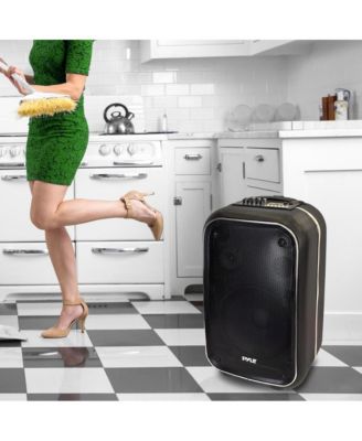 12 Inch Full Range Portable Bluetooth Karaoke Loudspeaker, Karaoke Microphone, Built-in Rechargeable Battery with FM Radio. (PWMA1225BT), Black