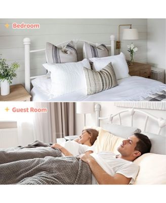 Twin Size Metal Platform Bed Frame for Girls, Twin Bed Frame with Headboard