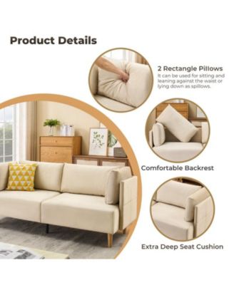 76.7" Modern Loveseat Sofa With Armrests, Modern Sofa With Deep Seats And 2 Removable Back Cushions, For Living Room, Bedroom, Apartment, Office