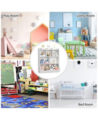 Toy Storage Cabinet, Three-Tier Kids Bookshelf and Bookcase for Storage Books and Toys Shelf with Cubby Organizer for Bedroom and Playroom