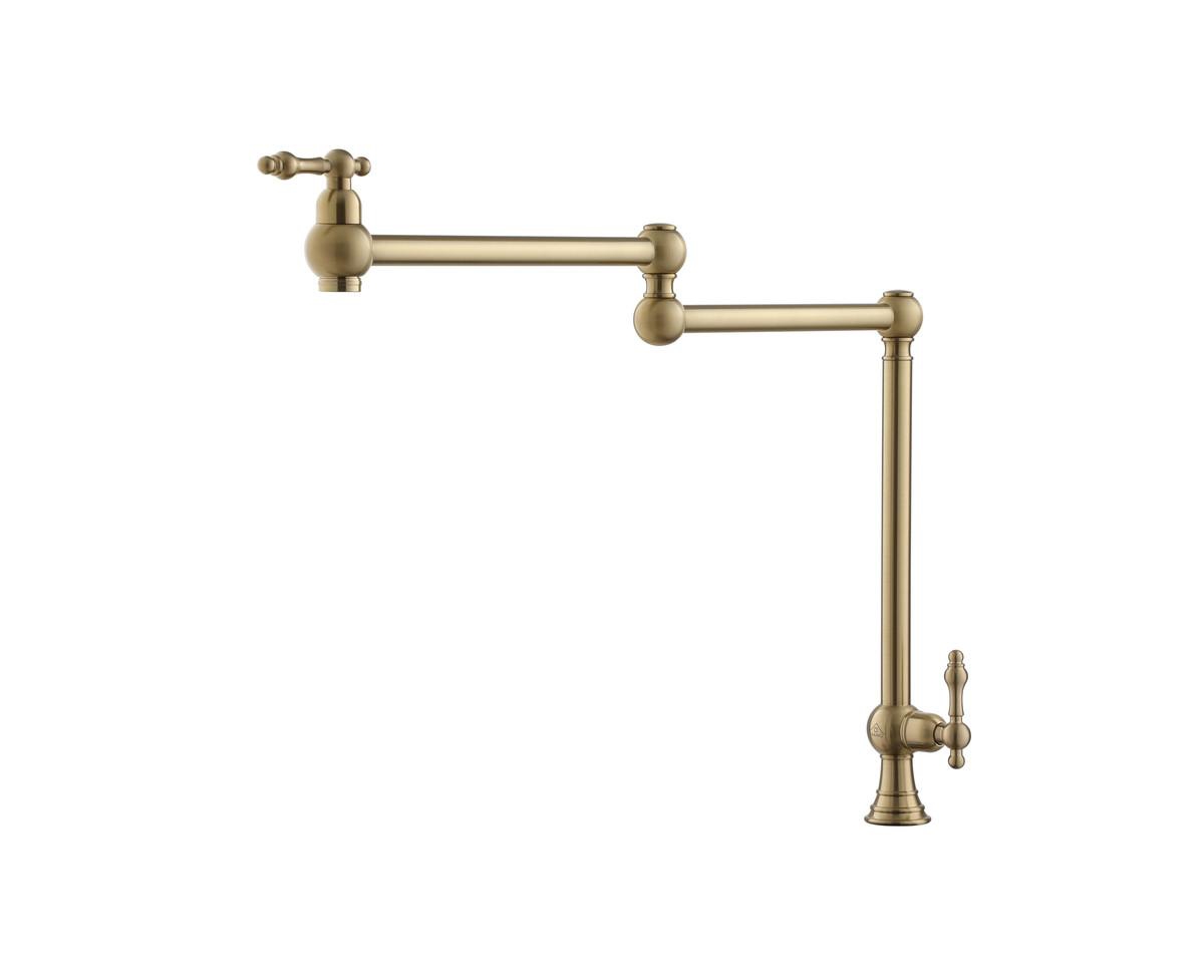 1.8 Gpm Pot Filler Kitchen Faucet with 2 Handle - Brushed gold