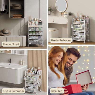 Makeup Organizer with Drawers, Skincare Storage, Floor Skincare Organizers with Wheels