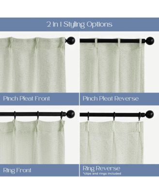 Madison Pinch Pleat Single Curtain Panel with Hooks and Rings, 38"X84"
