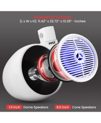 8'' Marine Bluetooth Wakeboard Speaker System with LED Lights, 300W, White