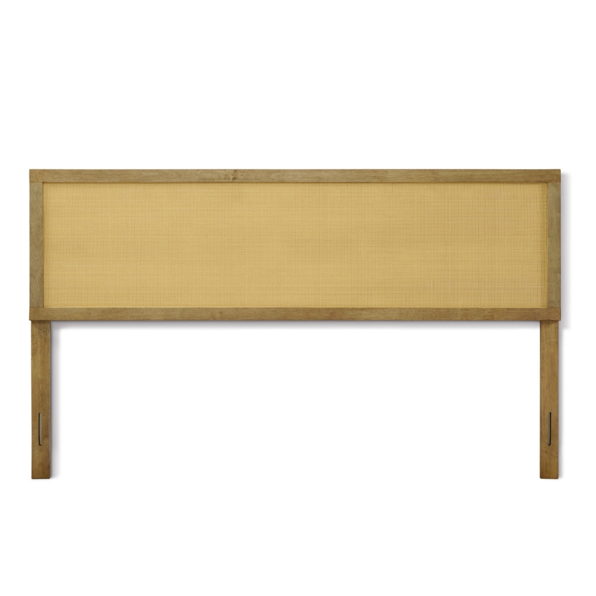 Luxenhome Natural Finish Rubberwood With Rattan Panel Headboard, King In Natural
