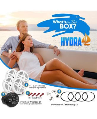6.5'' Waterproof Marine Speakers with Bluetooth Amplifier, 4-Speaker System