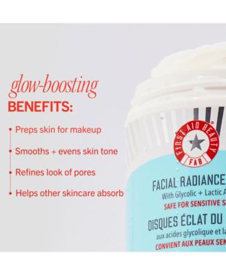 Facial Radiance Pads with Glycolic + Lactic Acids – Exfoliating Pads with AHA, 28 pads