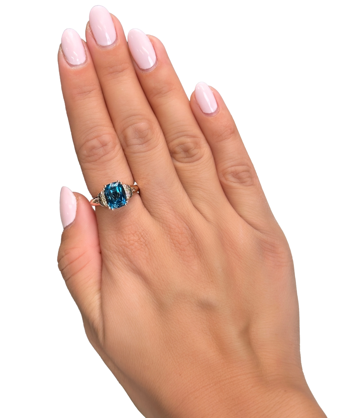 Le Vian London Blue Topaz (3-1/4 Ct. T.w.) & Diamond (1/5 Ct. T.w.) Pear Halo Statement Ring In 14k Rose Gol In Blue