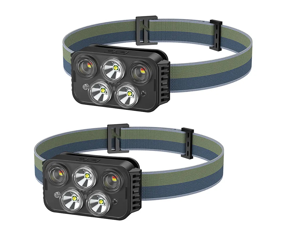 MotionGlow Pro 5 Led Rechargeable Headlamp 2-Pack - Black