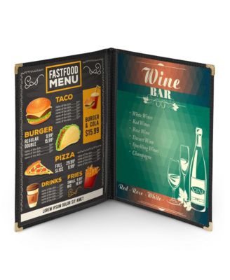 WeChef 60 Pack Restaurant Menu Covers 8.5 x 14inch Book Style 2 Pages 4 Views