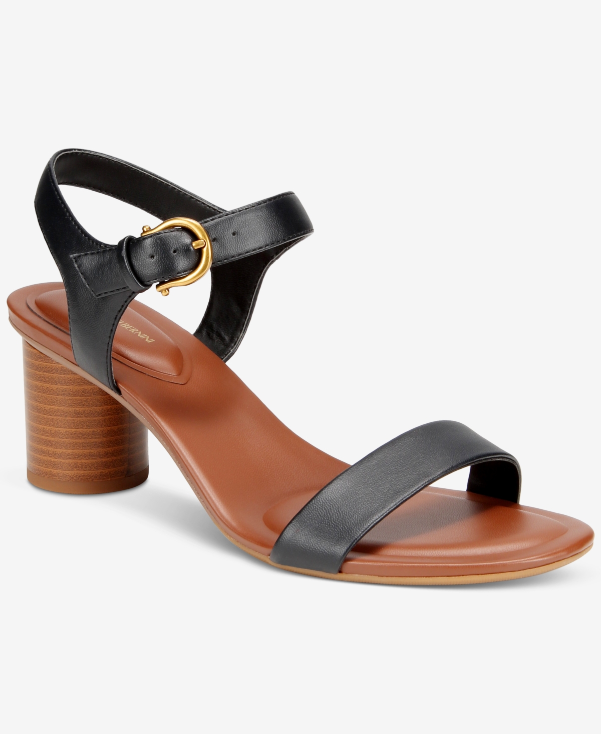 Giani Bernini Women's Hadleyy Memory Foam Cylinder Stacked Block Heel Dress Sandals, Created For Macy's In Black