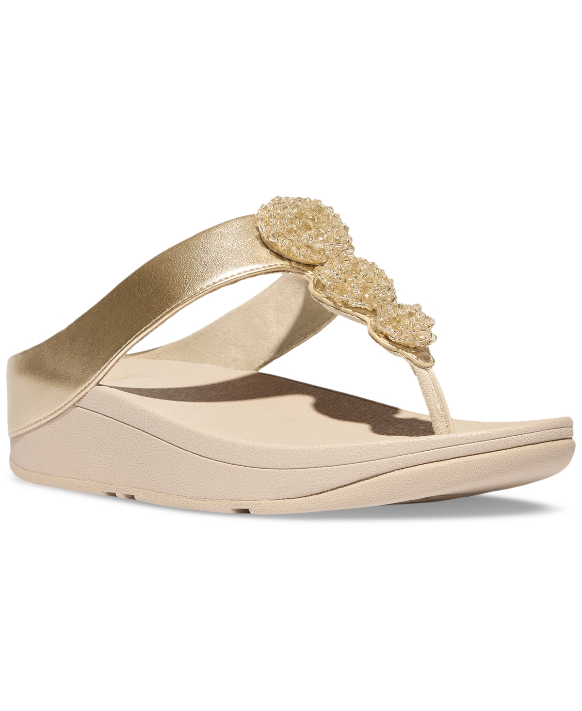 Fitflop Fino Beadie Flip Flop In Platino
