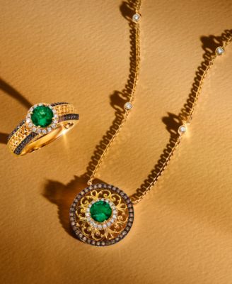 Costa Smeralda Emerald (1/2 ct. t.w.) & Diamond (1/3 ct. t.w.) Ornate Ring in 14k Yellow Gold