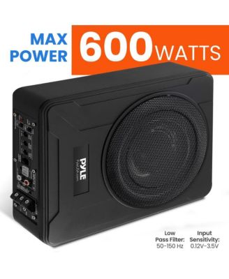 8” 600W Slim Active Car Subwoofer, Low-Profile, Under-Seat Installation