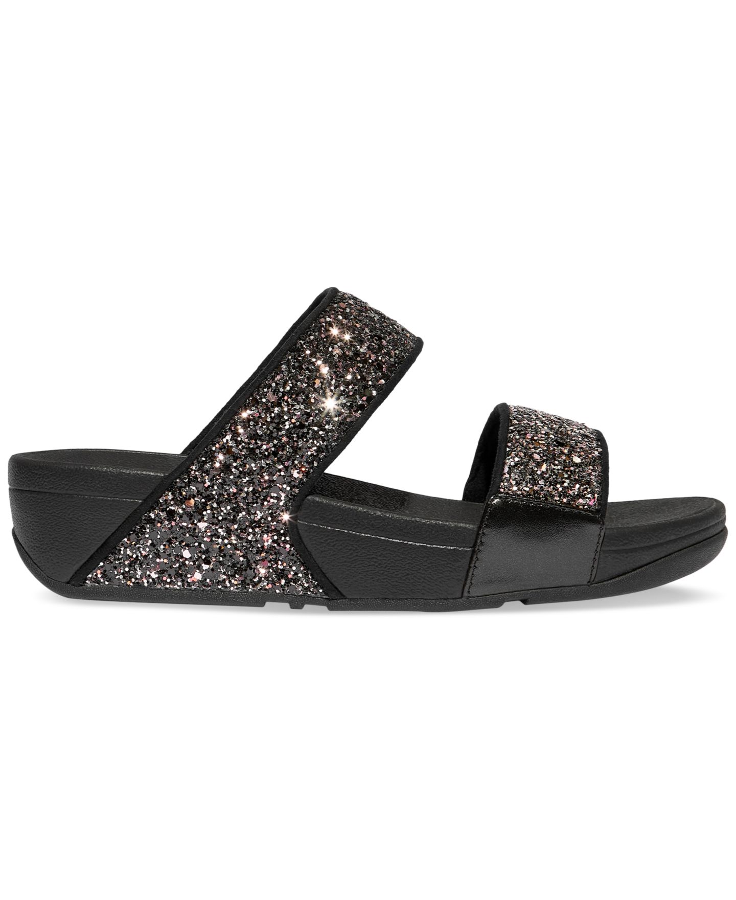 Женские сандалии FitFlop Lulu Multi-Tonal Glitter Wedge, цвет: Чёрный разноцветный — фото 2