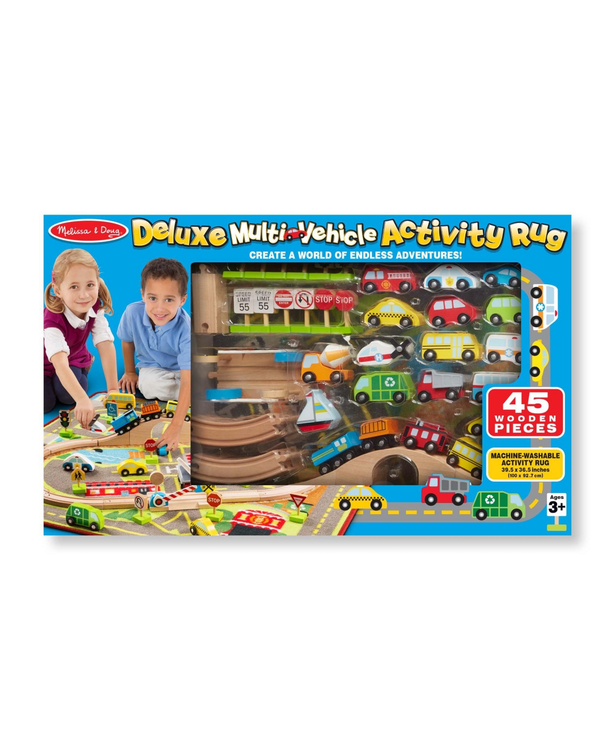 Melissa & Doug Deluxe Multi Vehicle Activity Rug Play Set In Multicolor