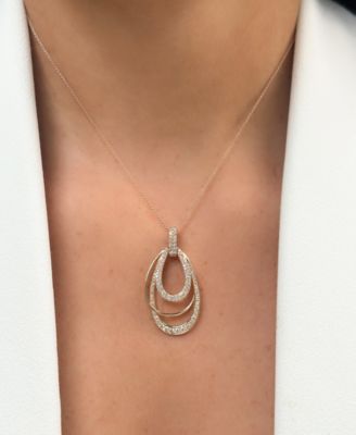 Nude Diamond Multi Layered Teardrop Orbital Adjustable 20" Pendant Necklace (1 ct. t.w.) in 14k Rose Gold