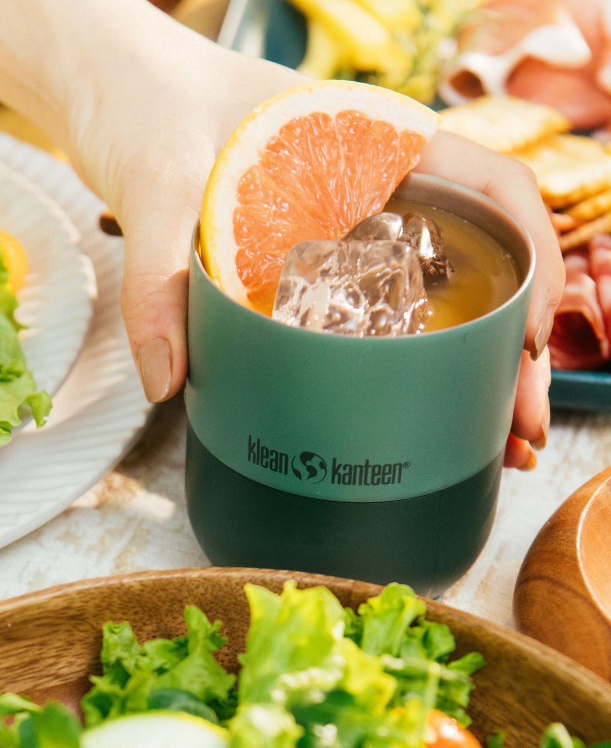 Klean Kanteen Insulated 10 Oz. Lowball Stainless Steel Tumbler With Flip Lid In Sea Spray