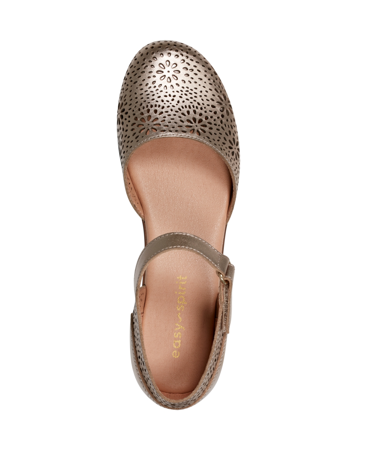 Shop Easy Spirit Women's Denita Two-piece Round Toe Flats In Bronze Leather