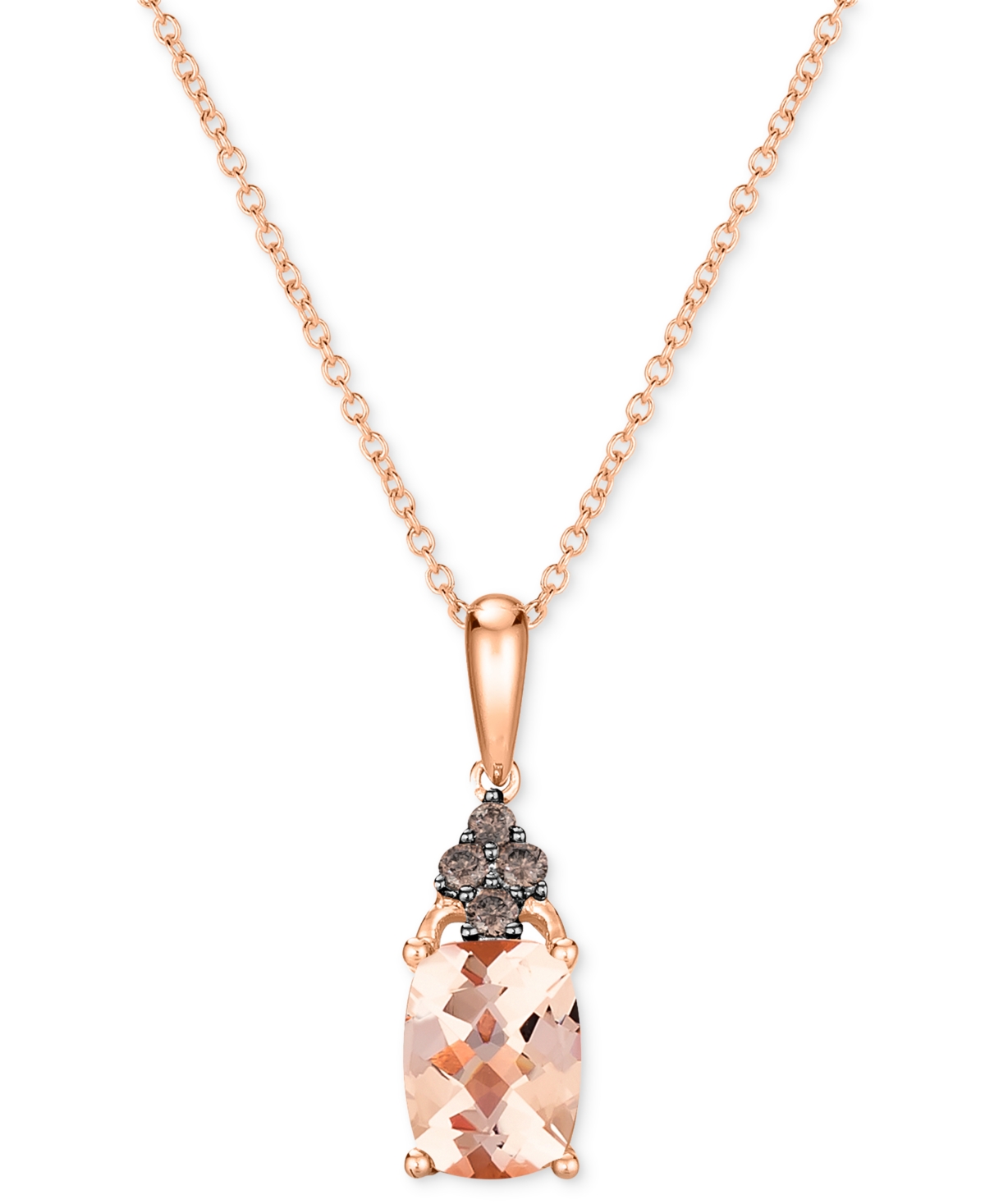 Le Vian Morganite (1-1/20 Ct. T.w.) & Chocolate Diamond (1/10 Ct. T.w.) Pendant 20" Necklace In 14k Strawber In Rose Gold