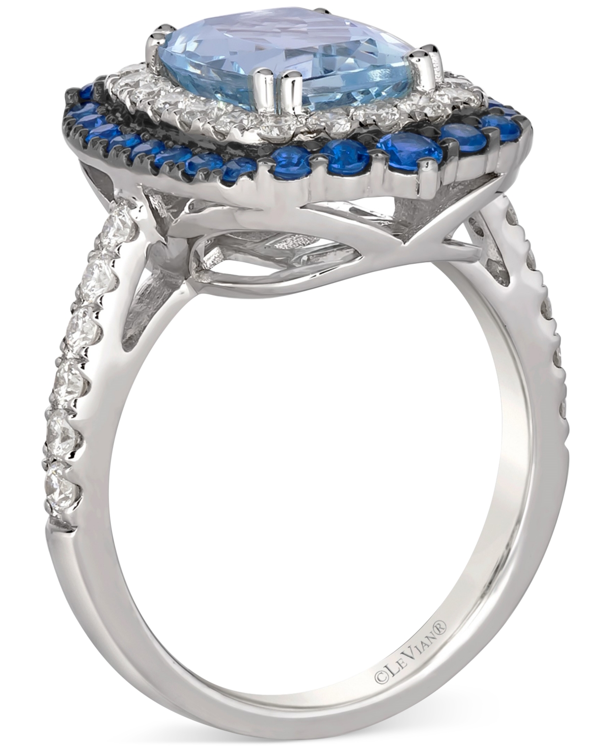 Le Vian Sea Blue Aquamarine (2-1/2 Ct. T.w.), Sapphire (5/8 Ct. T.w.), Vanilla Diamond (5/8 Ct. T.w.) & Choc In Platinum