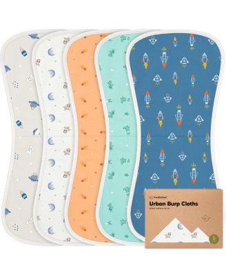 Kids 5pk Urban Burp Cloths, Organic Burping Cloth for Babies, Burp Rags