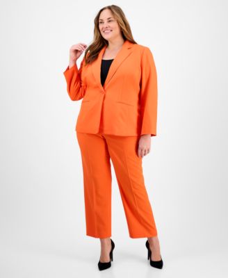 Le Suit - Plus Size Single-Button Straight-Leg Pantsuit