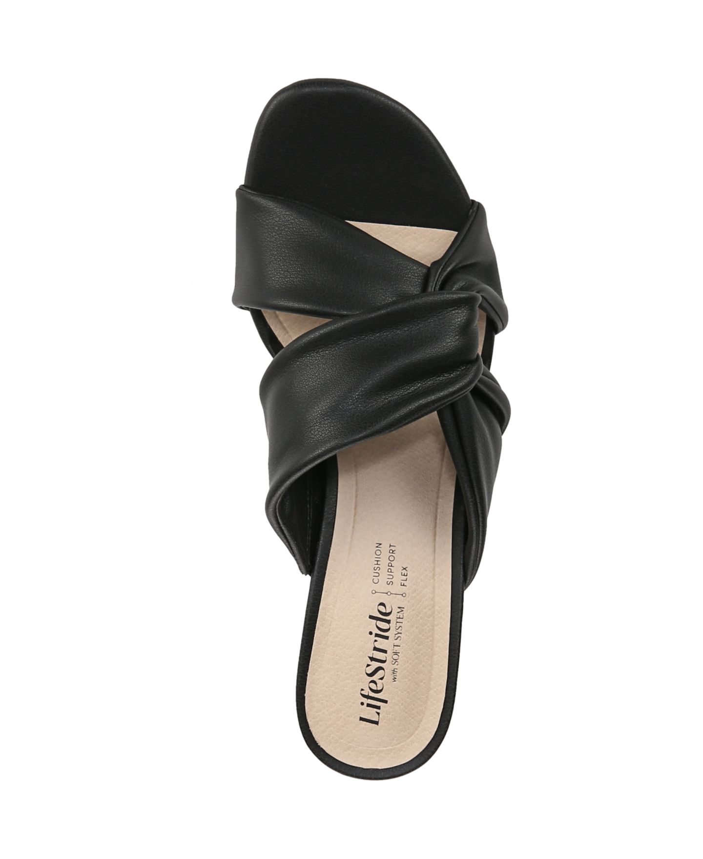 Женские сандалии LifeStride Nori Slide Kitten Heel, цвет: Чёрная искусственная кожа — фото 4