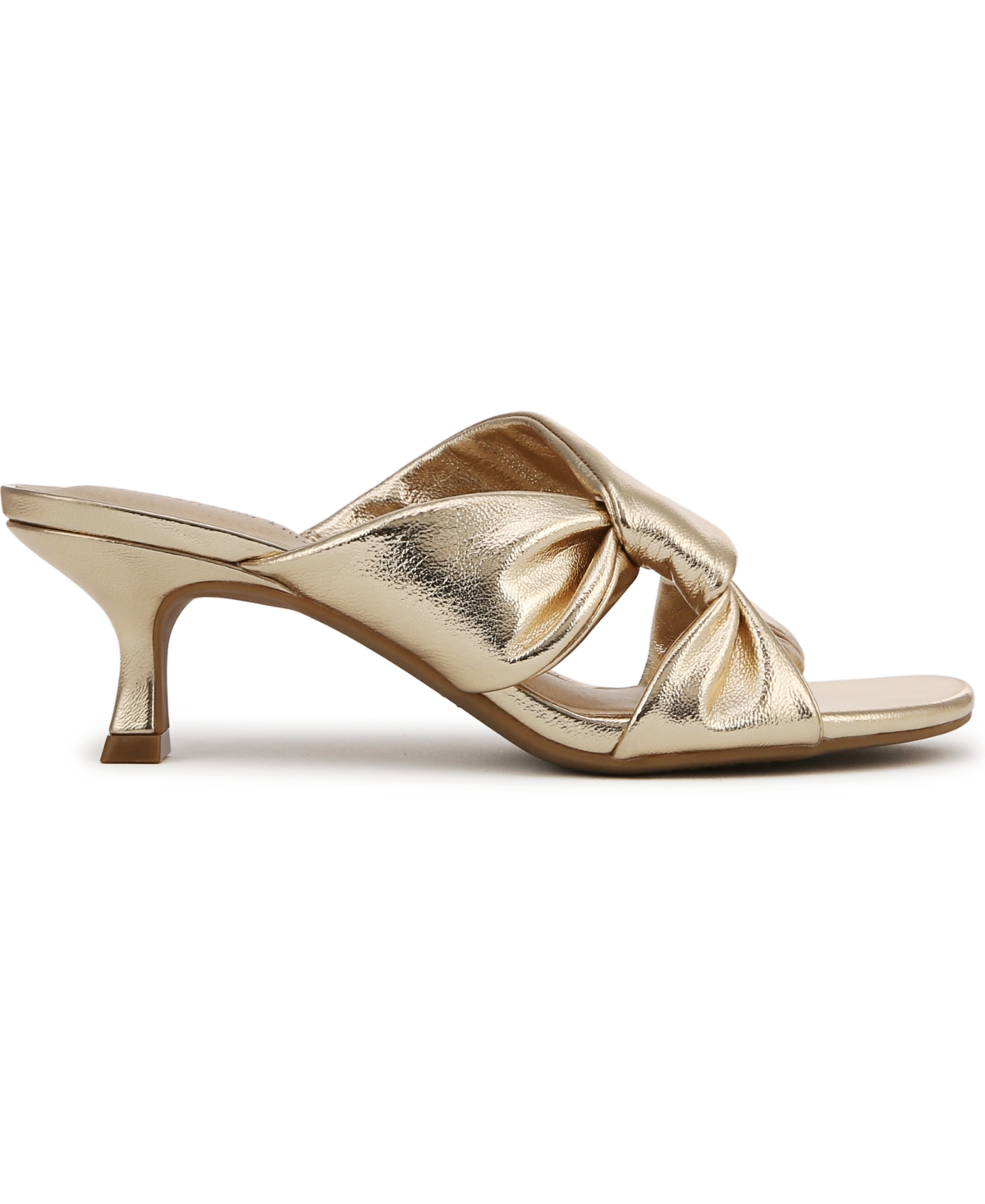 Bzees Women's Nori Slide Kitten Heel Sandals In Platino Gold Faux Leather