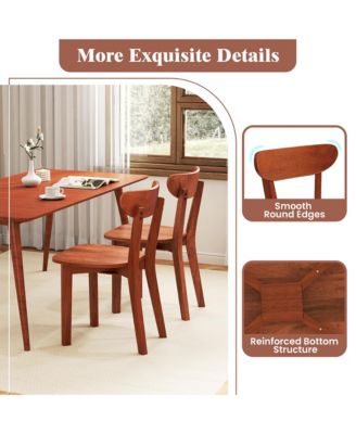 Set of 4  Solid Wood  w/ Curved Backrest & Rubber Wood Frame - Dining Chair