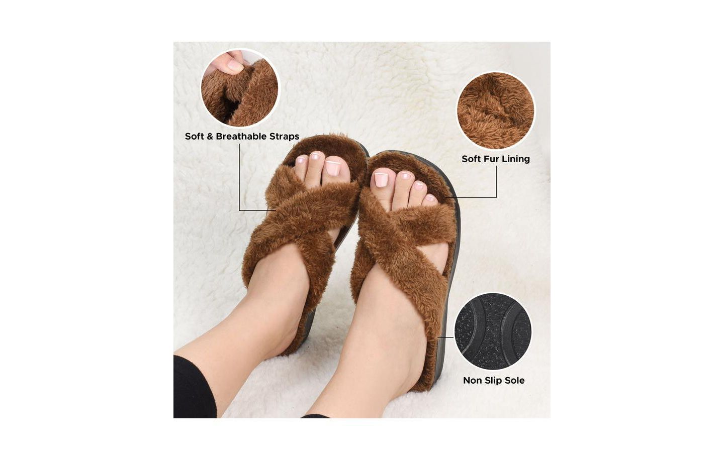 Женские тапочки Aerothotic Lola Soft Cozy Slipper, цвет: Коричневый — фото 2