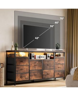 63.3 Inch Black Dresser for Bedroom, 10 Drawer Dresser TV Stand