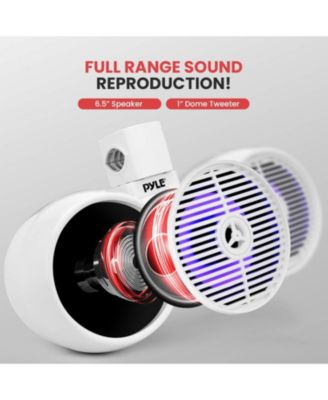 6.5'' Marine Bluetooth Wakeboard Speaker System with LED Lights, 200W, White