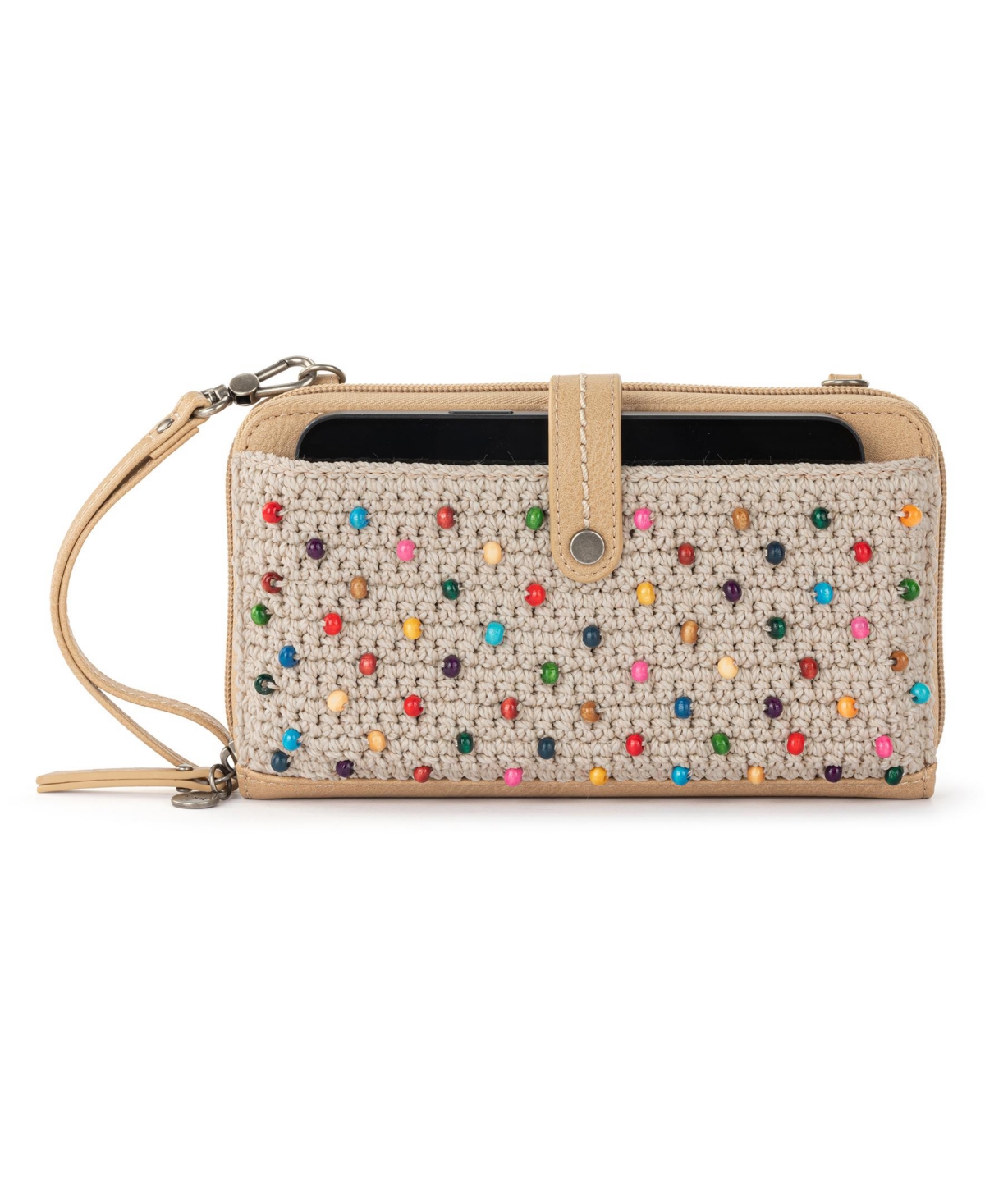 Iris Crochet Crossbody Bag - Ecru Multi Beads Full
