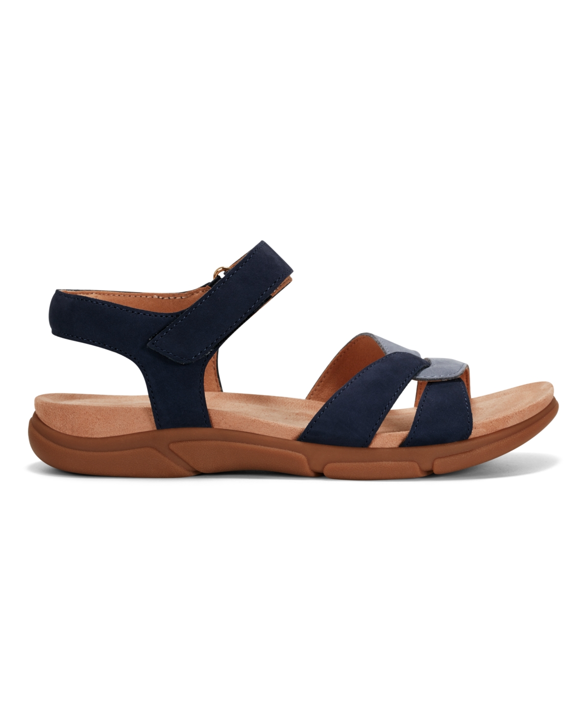 Shop Easy Spirit Women's Marian Strappy Flat Sandals In Navy,light Blue