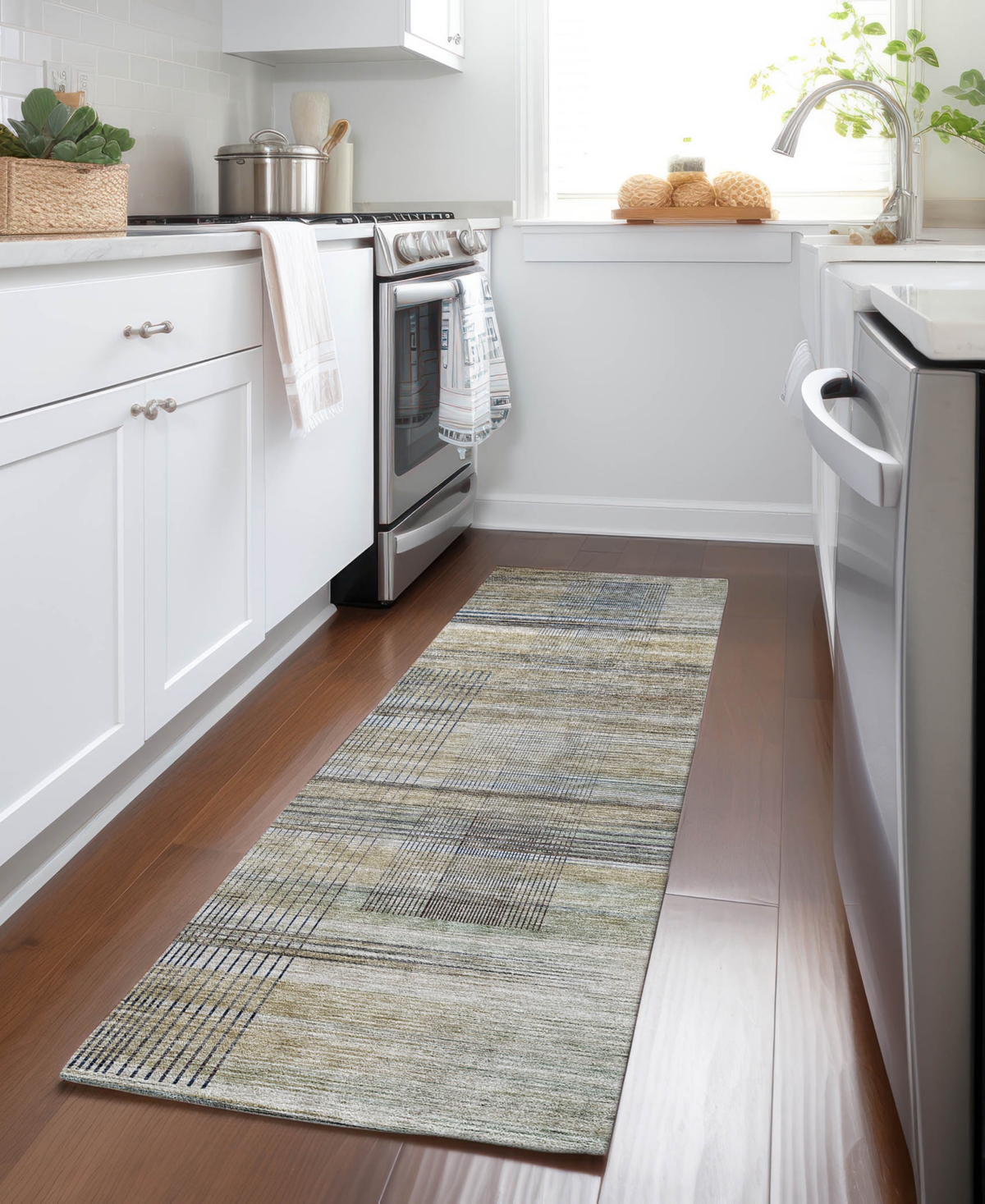Addison Chantille Acn819 2'3"x7'6" Runner Area Rug In Khaki