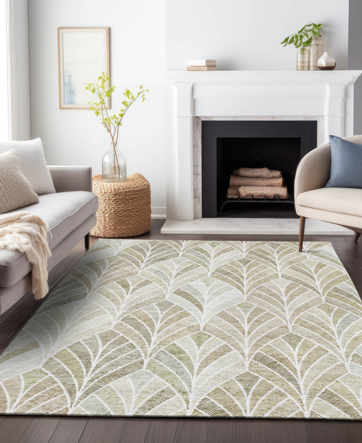 Addison Chantille Acn851 5'x7'6" Area Rug In Khaki