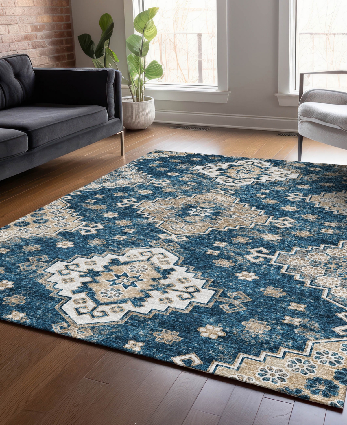 Addison Chantille Acn846 5'x7'6" Area Rug In Navy