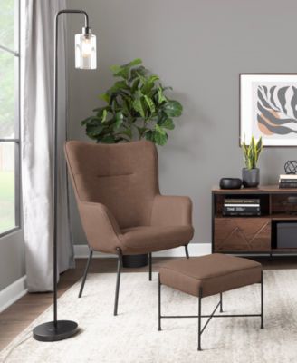 2-Pc. Metal Izzy Industrial Lounge Chair and Ottoman Set