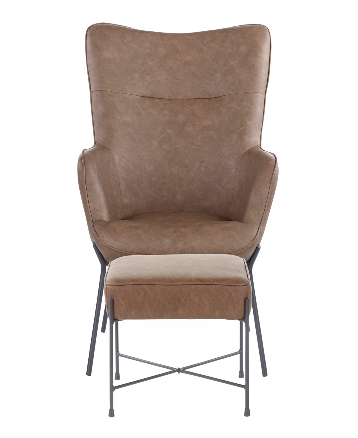 Lumisource 2-pc. Metal Izzy Industrial Lounge Chair And Ottoman Set In Espresso