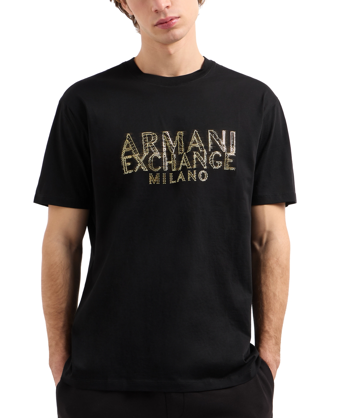 rmani Exchange Men's Stud Logo T-Shirt - Solid Black