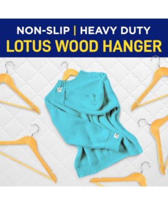 Bakken- Swiss Wooden Hanger Set - 30 Pieces Non-Slip Versatile Closet Space-Saving Hanger Set for Suit, Coat, Camisole, Jacket, Pants, and Dresses with Rotating Swivel Hook - Natural Wood